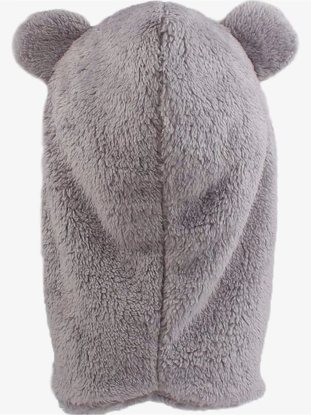 Plush Bear Hooded Winter Hat - Gray